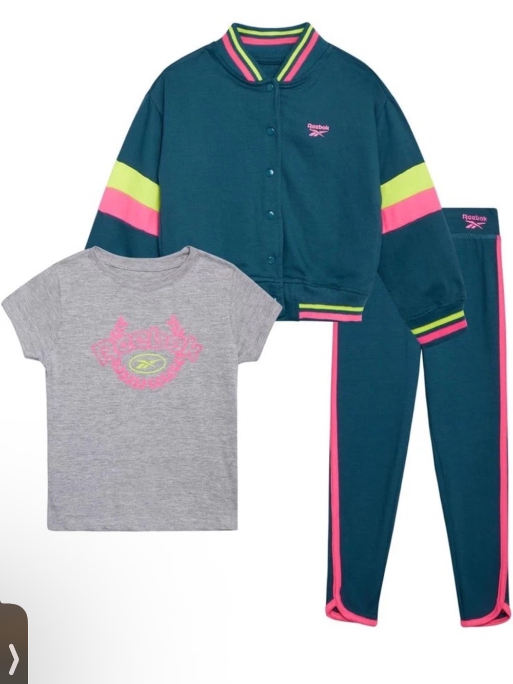 NWT Reebok 3 piece Jacket & Leggings T-shirt Set Sz XL 12 $58